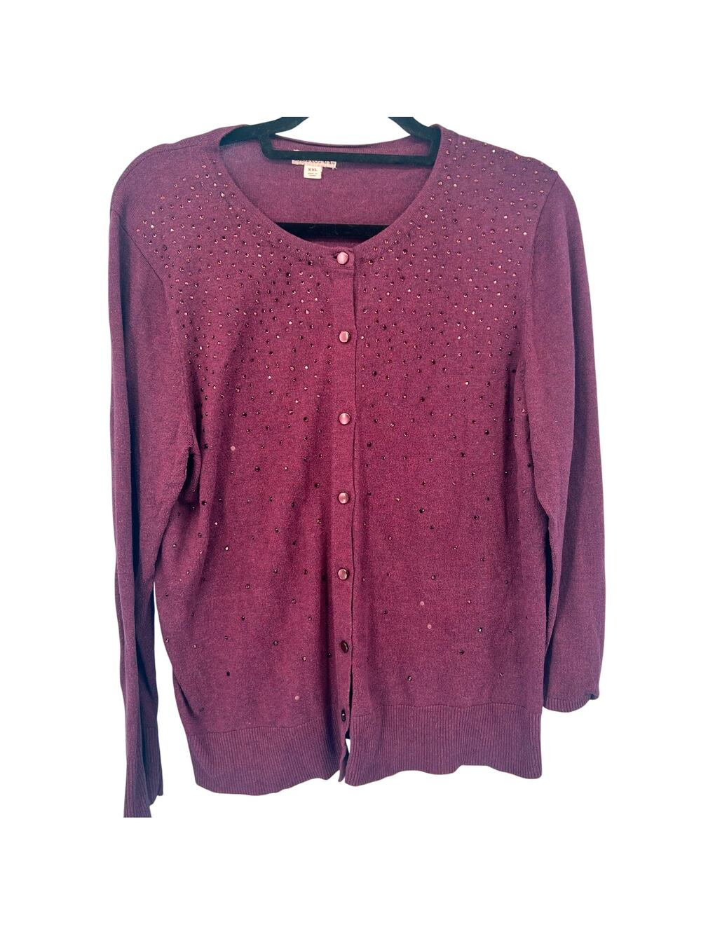 Merona Plum Rhinestone Embellished Cardigan - XXL